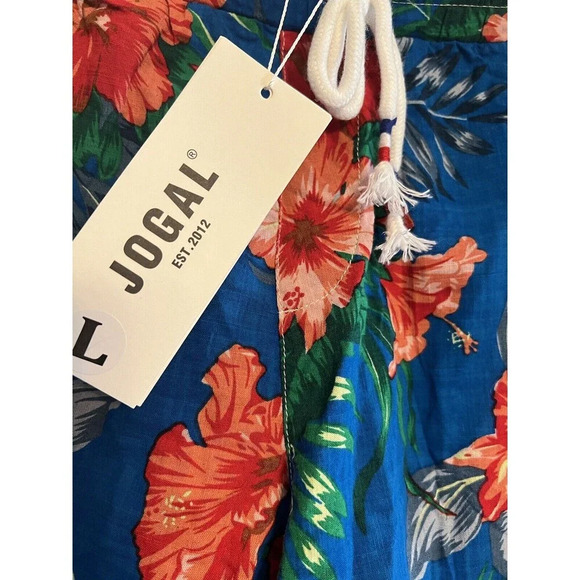NWT Jogal Size Large Set Shirt And Shorts Tropical Floral Vacation - Picture 11 of 14